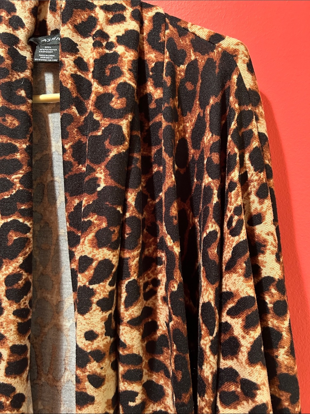 Ashro Leopard Print Open Front Robe - Brown/Black - Picture 3 of 5